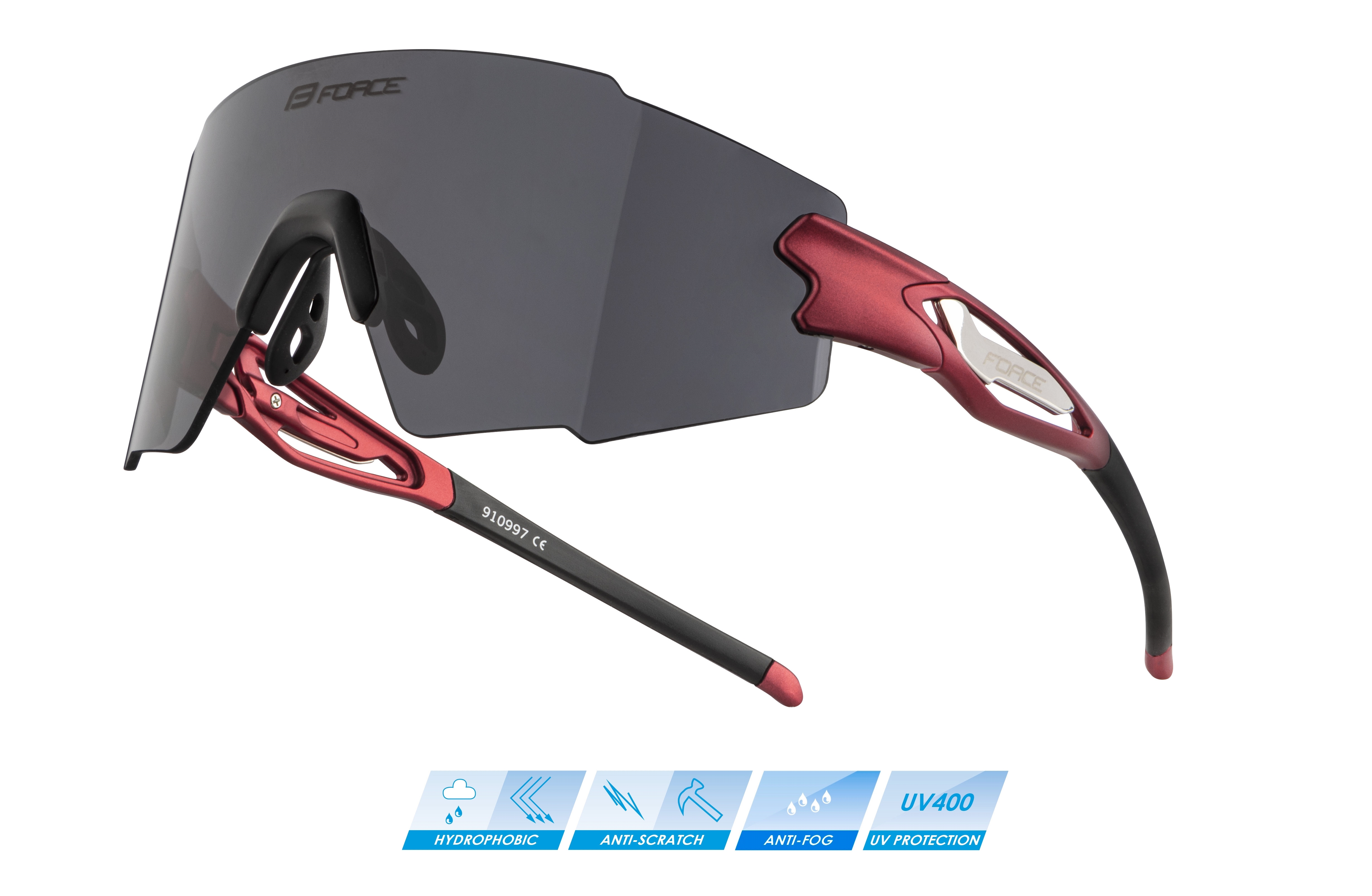 biciklističke naočare FORCE MANTRA red, crna mirror lens